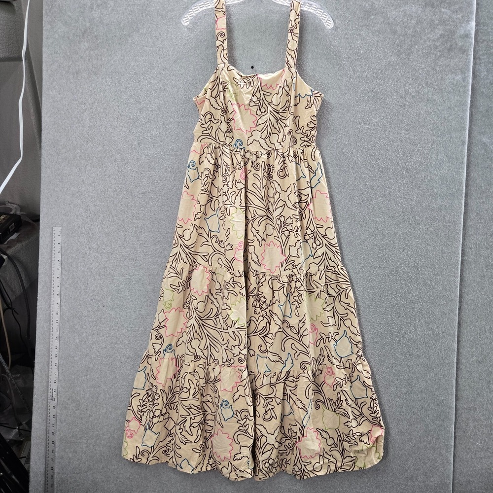 Knox Rose Women Dress‎ Medium Beige Floral Midi Sleeveless